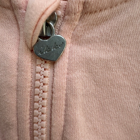 Ikks 3T Girls Orange/Peach/Apricot Zip-Up Hoodie Sweatshirt with Lace Trim - Picture 3 of 6